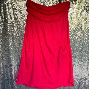 Express small pink tube top dress with pockets